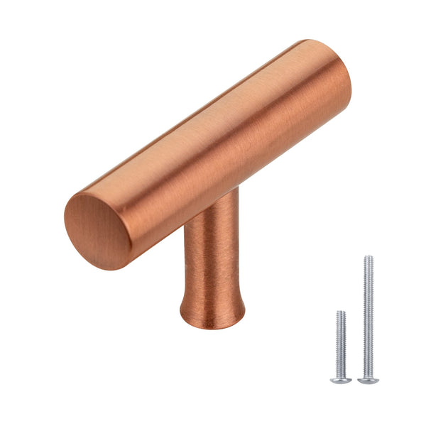Luchar Copper Kitchen T Bar Cabinet Pulls 100% Solid Brass Drawer Knob
