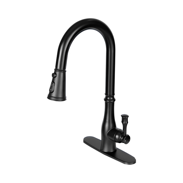 Kitchen Stainless Sink Faucet with Pull Down Sprayer, Single Handle, Single Hole Mount, Extendable Sprayer Head, Modern Design