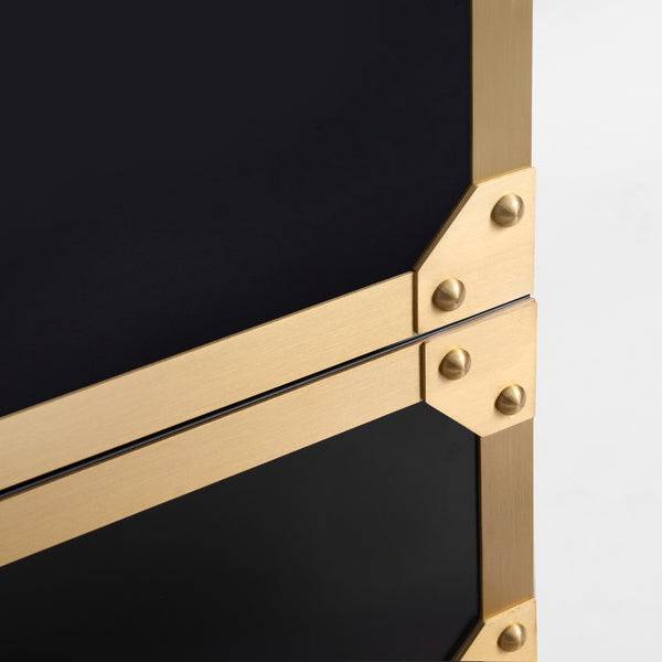 A black stainless steel 2-door cabinet