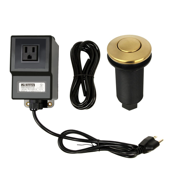 Single Outlet Antique Brushed Gold Garbage Disposal Kitchen Air Switch Kit
