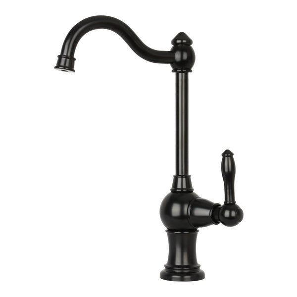 A matte black single-handle drinking water filter faucet.