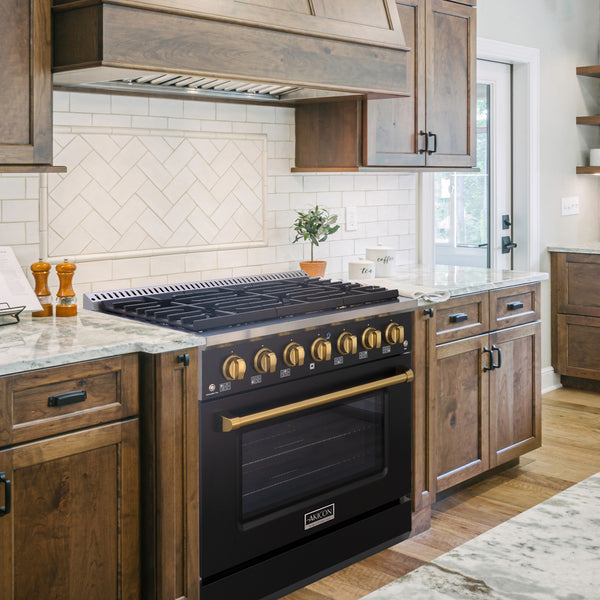 modern style gold black gas range