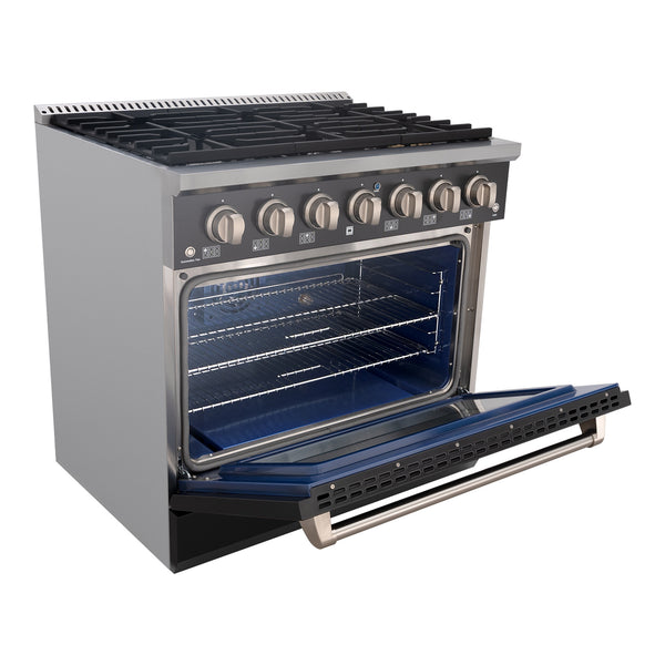Black stainless steel gas range