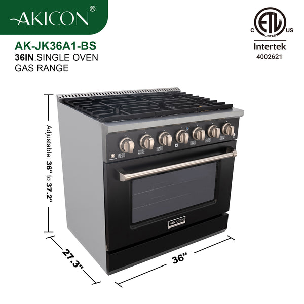 Black stainless steel gas range dimension