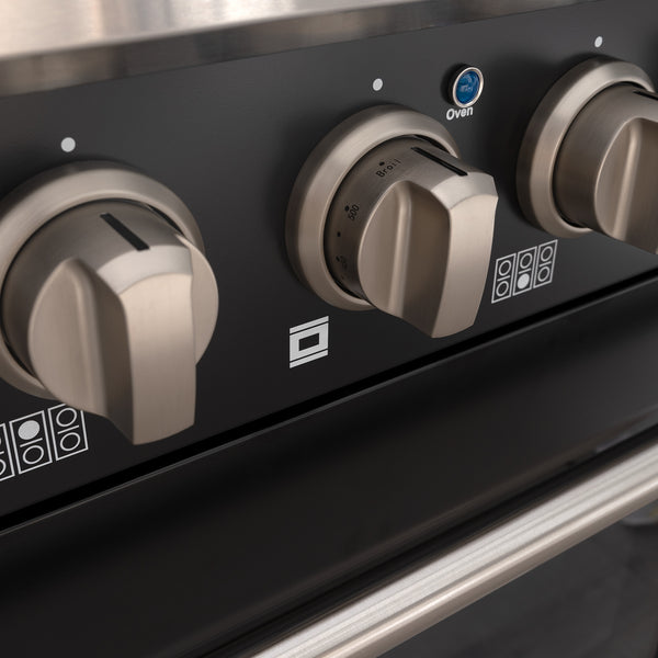Black stainless steel gas range