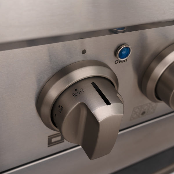 Luchar 36" Slide-in Freestanding Professional Style Gas Range with 5.2 Cu. Ft. Oven, 6 Burners, Convection Fan, Cast Iron Grates. Stainless Steel