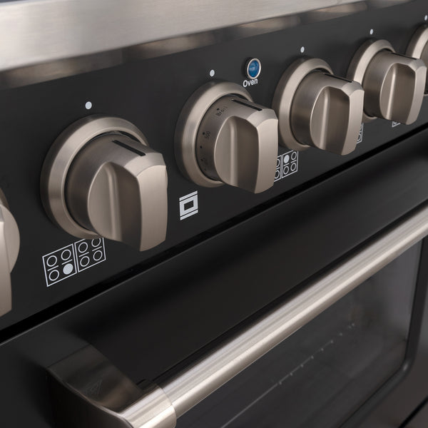 Luchar 48" Slide-in Freestanding Professional Style Gas Range with 6.7 Cu. Ft. Oven, 8 Burners, Convection Fan, Cast Iron Grates. Black & Stainless Steel