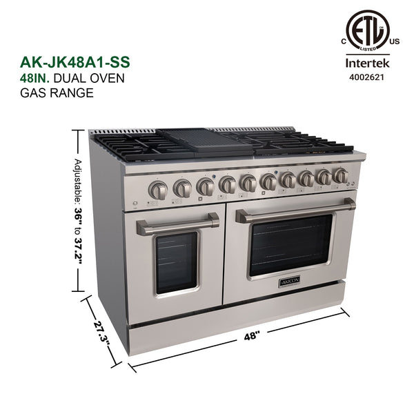 dimension of the silver gas range for dual oven