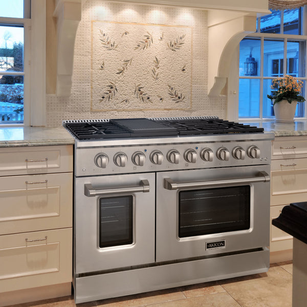 Modern kitchen gas stove and oven combined appliance