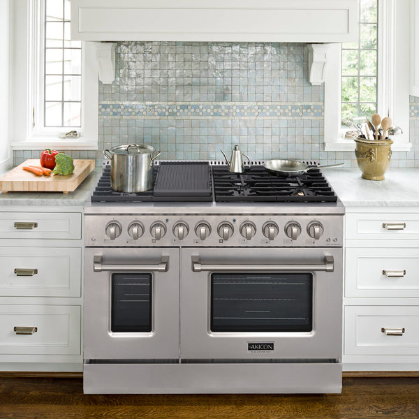 Modern kitchen gas stove and oven combined appliance