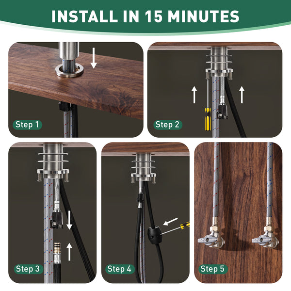 Durable Stainless Steel Kitchen Faucet, Pull-Out Head, Flexible Hose, CUPC Certified, Multiple Finishes