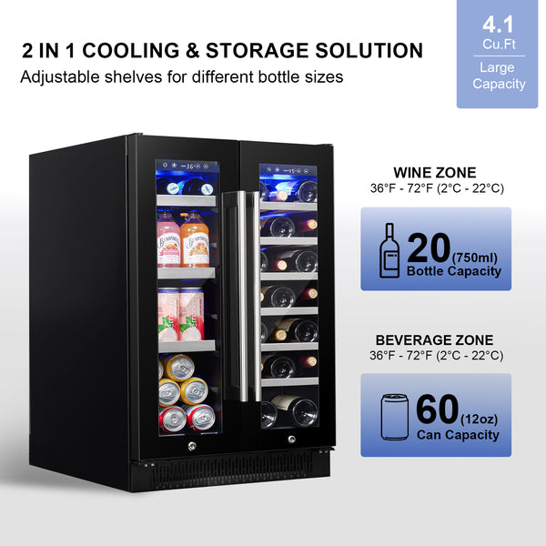 Luchar 24 Inch Beverage Refrigerator 2 in 1 cooling storage solution