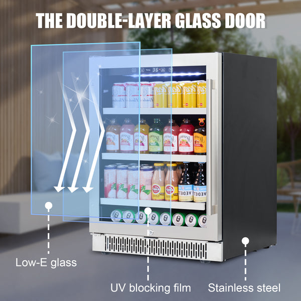 The double-layer glass door beverage outdoor refrigerator