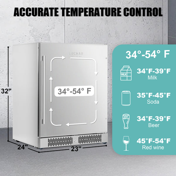 Luchar 24 Inch Beverage Refrigerator accurate temperature control