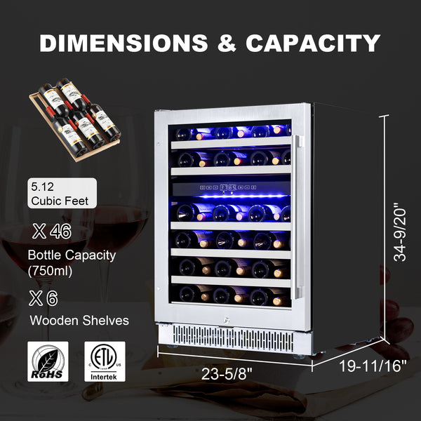 Dimension and cubic feet of the wine refrigerator