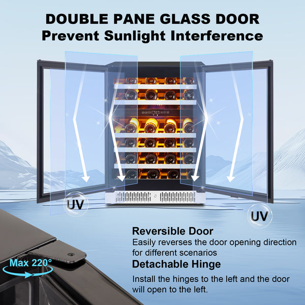 refrigerator with double pane glass door prevent sunlight