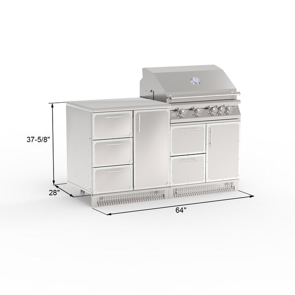 Outdoor kitchen sets 2 cabinets gril and prep cabinet