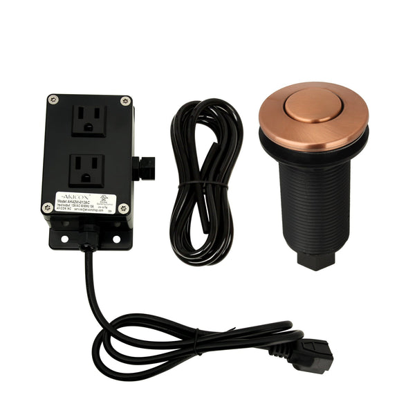Dual Outlet Copper Garbage Disposal Kitchen Air Switch Kit - LC79001B-C