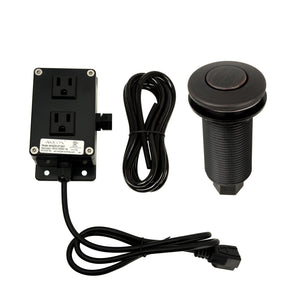 Oil rubbed bronze garbage disposal air switch kit including a power module, air tube, and push button.