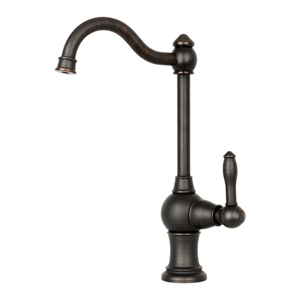 Oil rubbed bronze single-handle drinking water filter faucet.