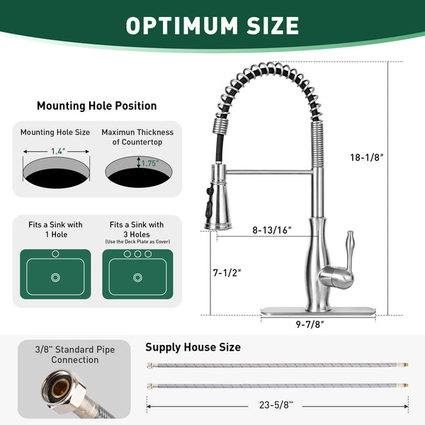 Spot Resist Stainless One-Handle Pre-Rinse Spring Pulldown Kitchen Faucet