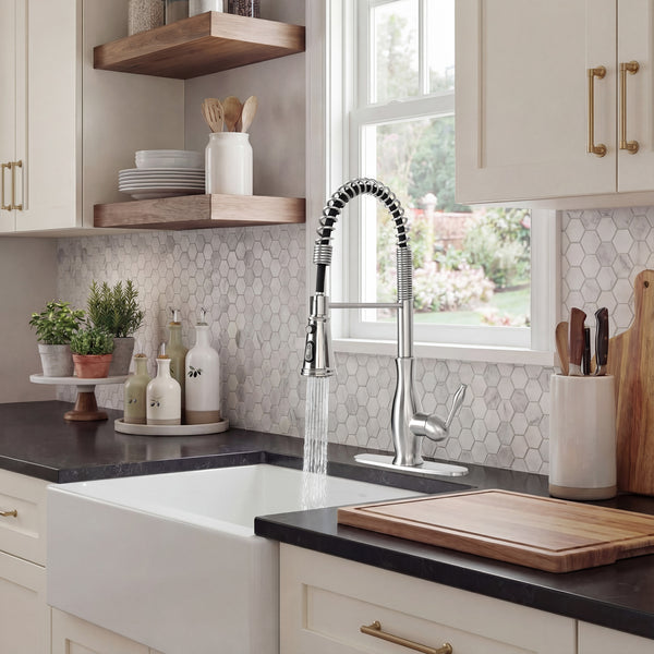 Spot Resist Stainless One-Handle Pre-Rinse Spring Pulldown Kitchen Faucet
