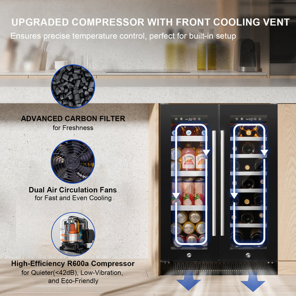 Refrigerator Black Stainless Steel Handle  with front cooling vent