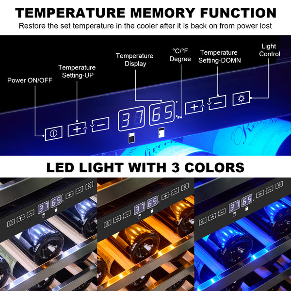 Led light with 3 colors of wine refrigerator