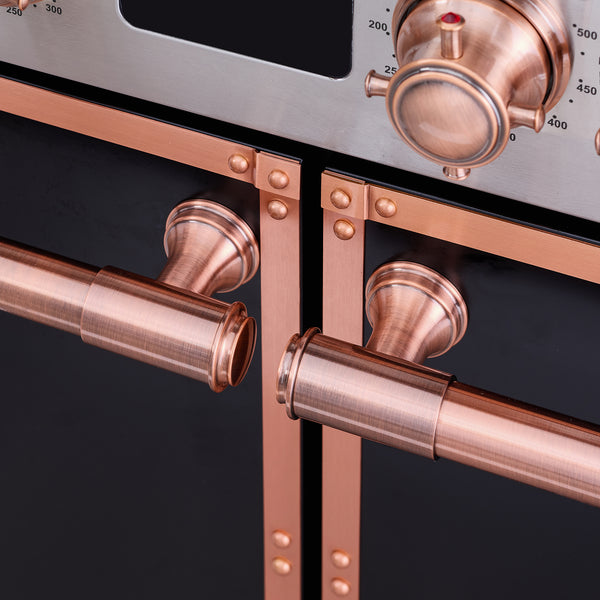 Luchar gas range with multiple burners, ovens, and customizable style.