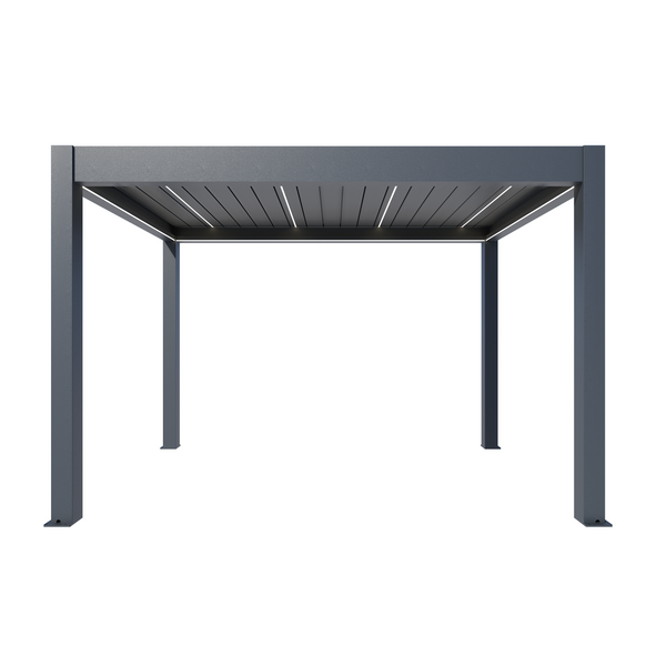Rectangular outdoor table with slatted top on a white background