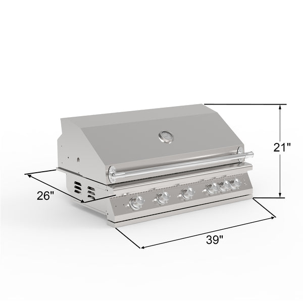 dimension of the stainless steel 40' grill