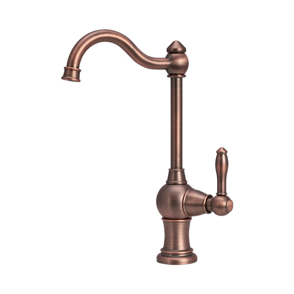 A copper-colored one-handle drinking water filter faucet.